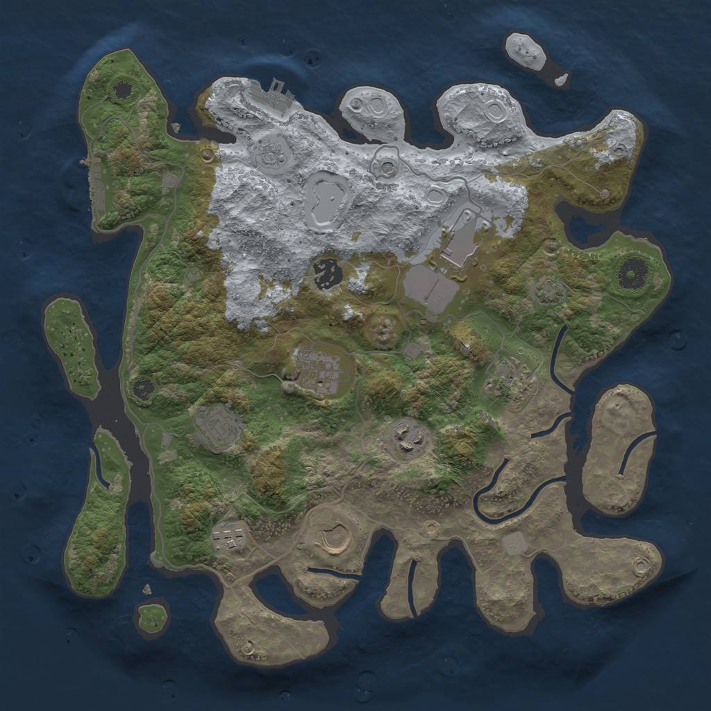 Rust Map: Procedural Map, Size: 3500, Seed: 8878730, 16 Monuments