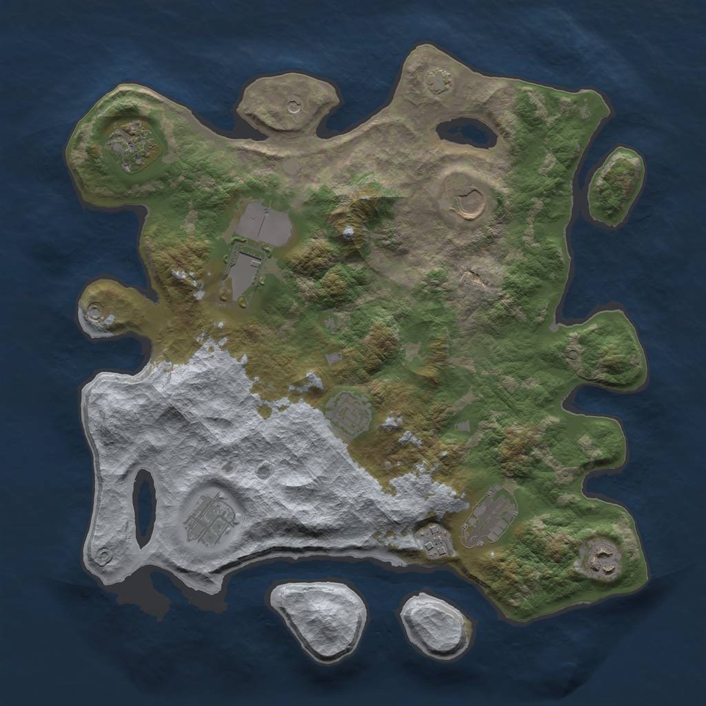 Rust Map: Barren, Size: 3500, Seed: 38456940, 12 Monuments
