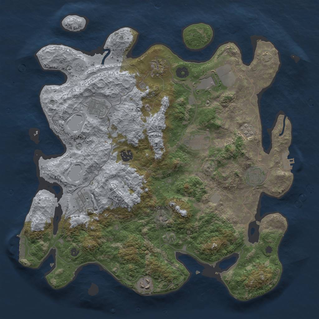 Rust Map: Procedural Map, Size: 3900, Seed: 23665894, 17 Monuments