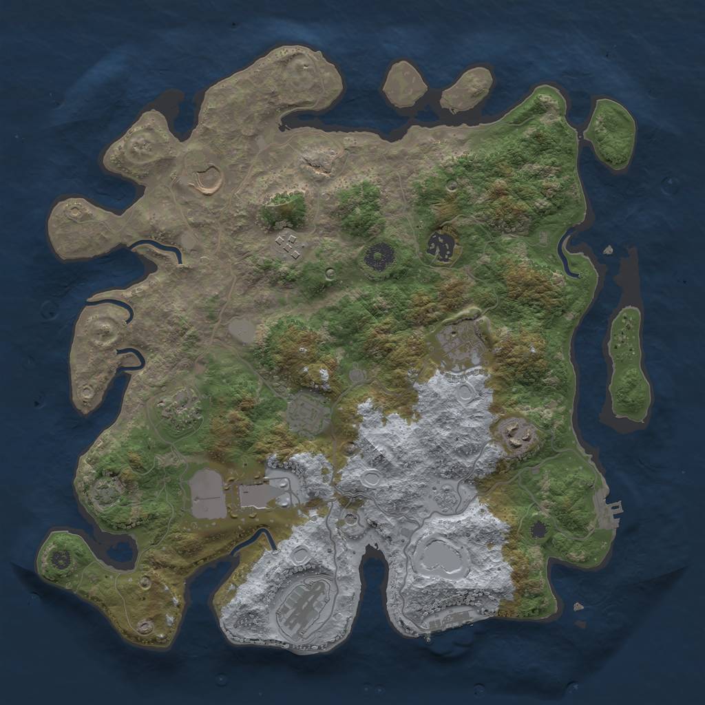 Rust Map: Procedural Map, Size: 3700, Seed: 27952778, 17 Monuments