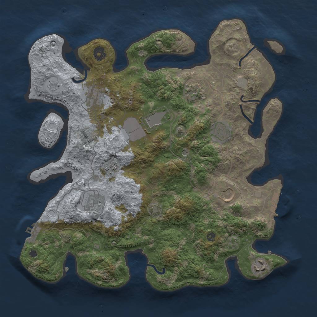 Rust Map: Procedural Map, Size: 3500, Seed: 664793246, 16 Monuments