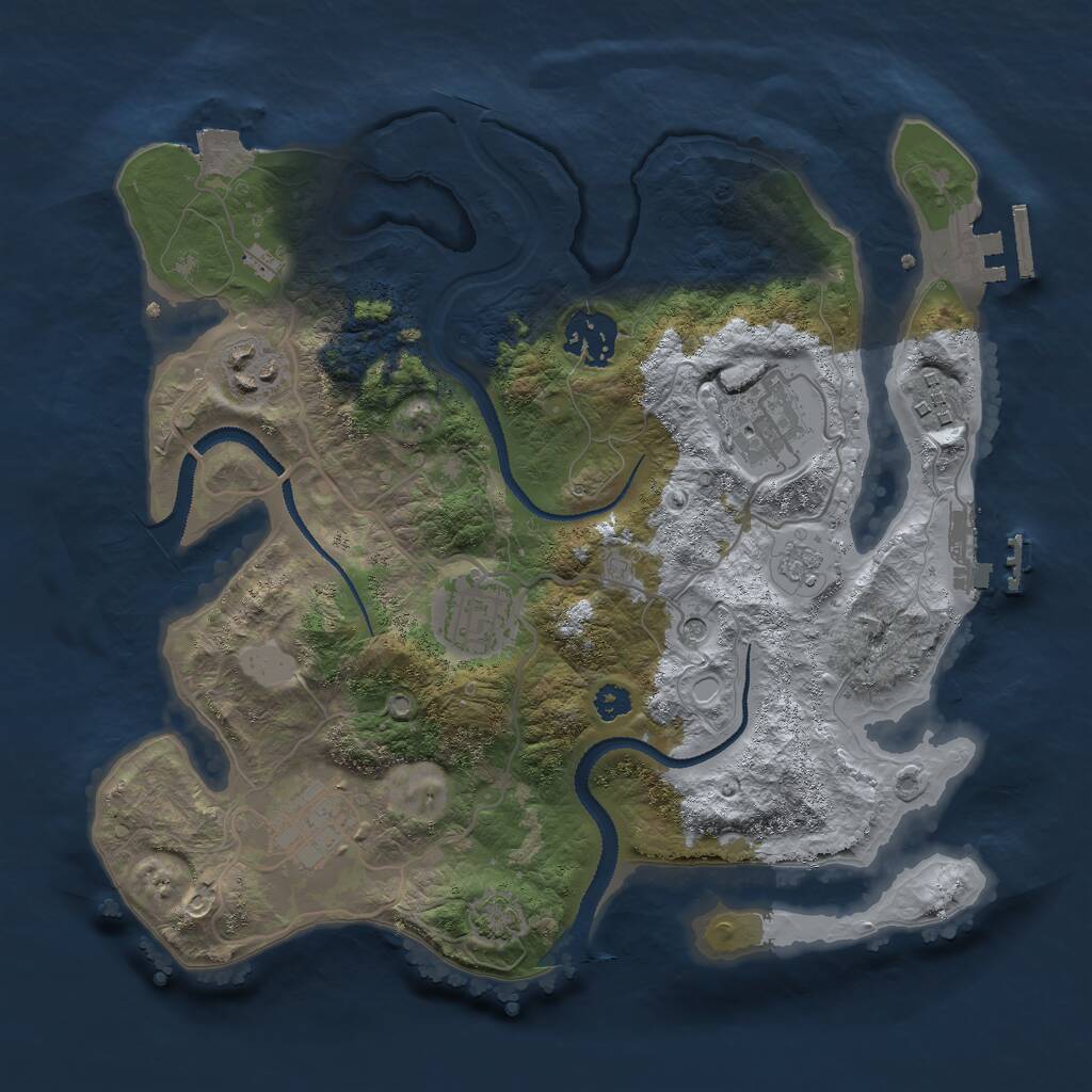 Rust Map: Procedural Map, Size: 3000, Seed: 1219554528, 12 Monuments