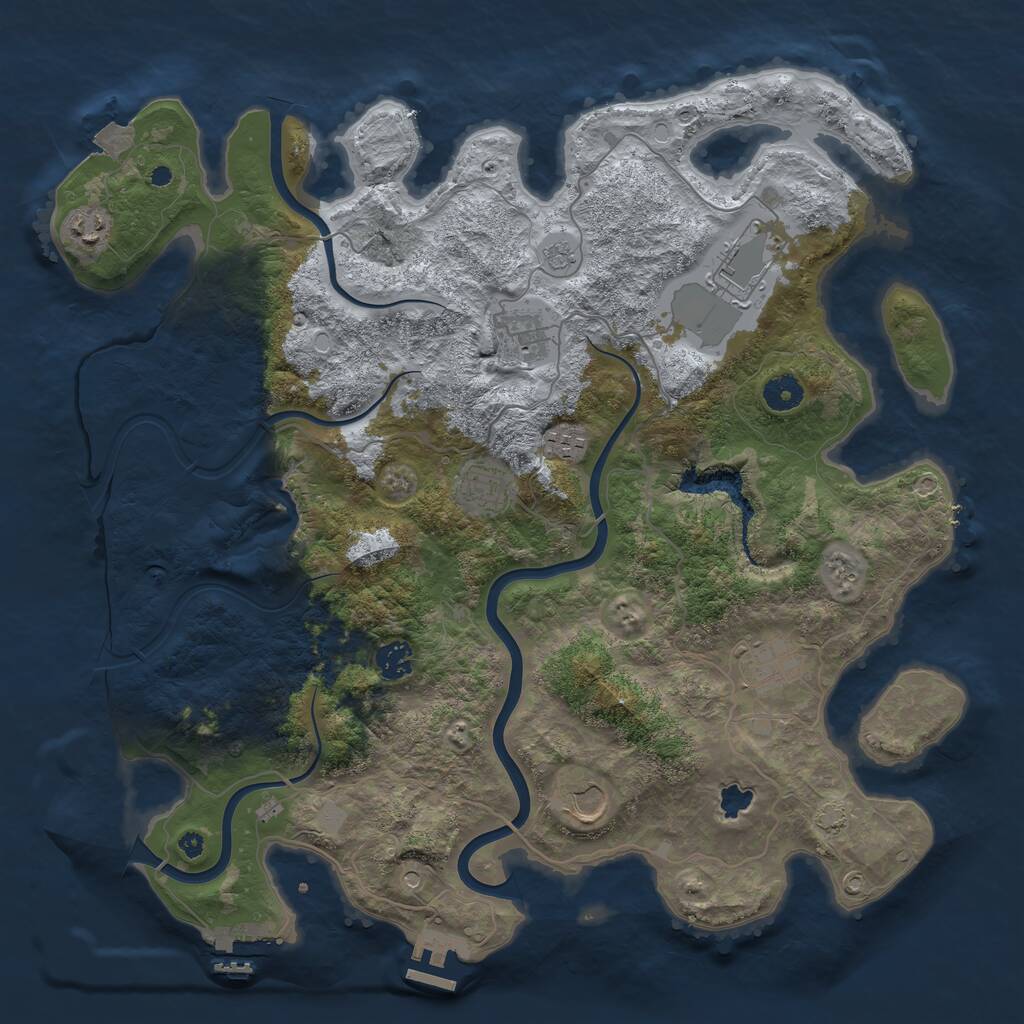 Rust Map: Procedural Map, Size: 4100, Seed: 51115008, 14 Monuments