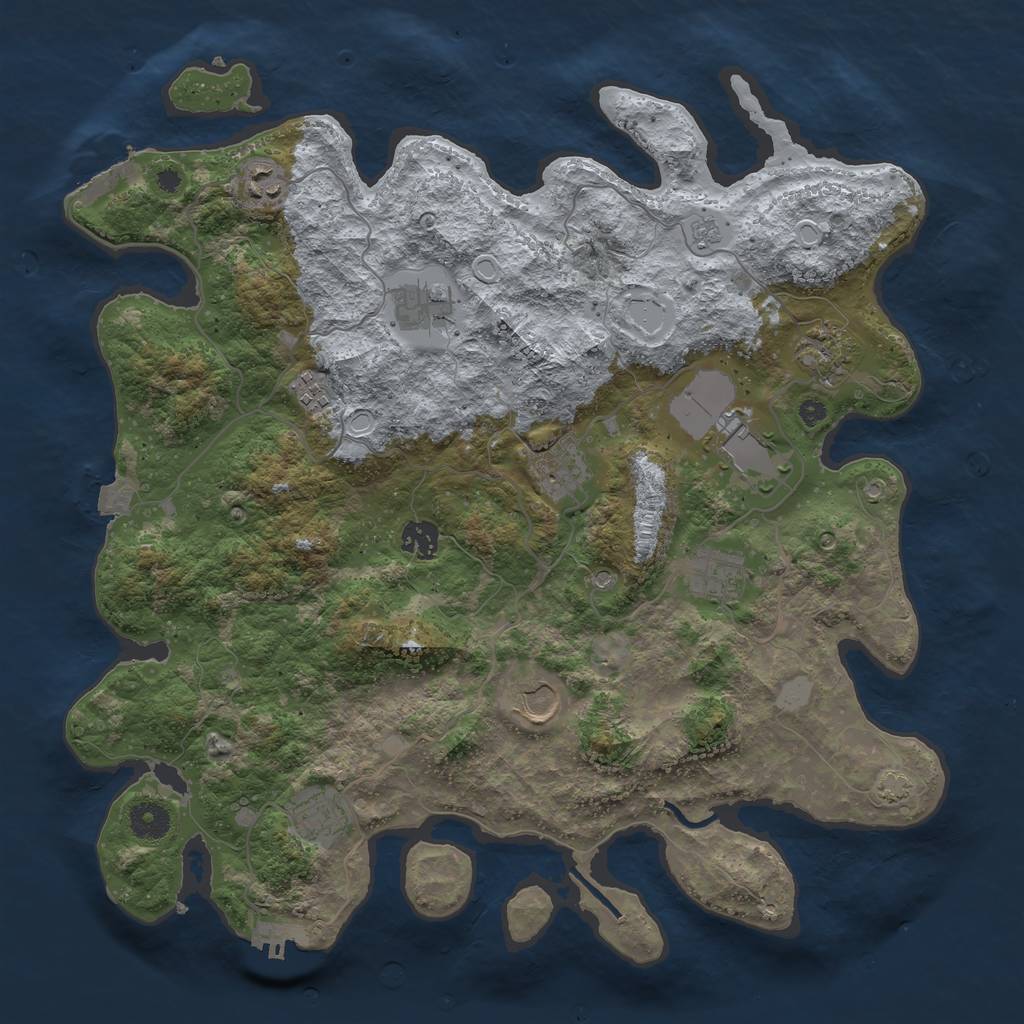 Rust Map: Procedural Map, Size: 3950, Seed: 41309766, 18 Monuments