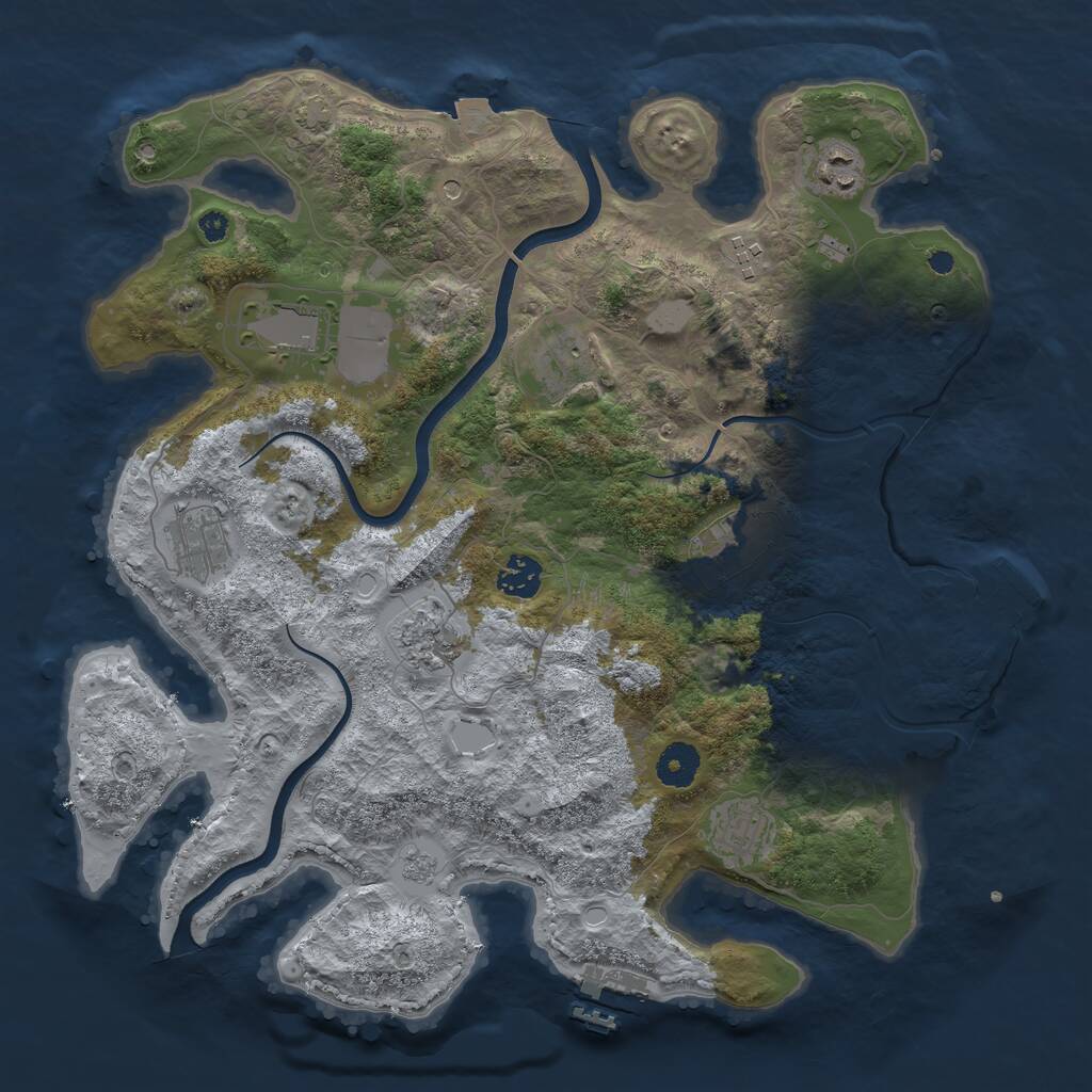 Rust Map: Procedural Map, Size: 3750, Seed: 91039290, 15 Monuments