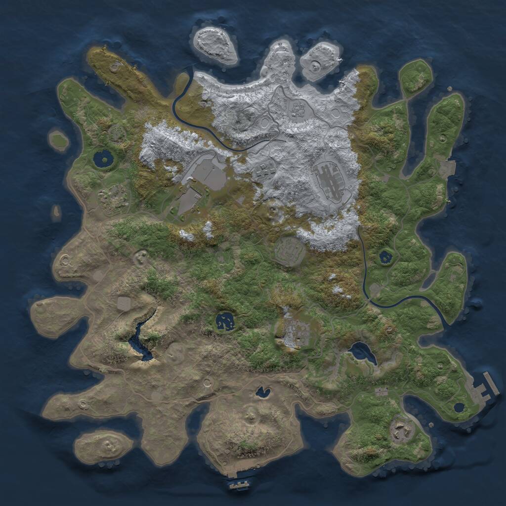 Rust Map: Procedural Map, Size: 4000, Seed: 2057808870, 14 Monuments