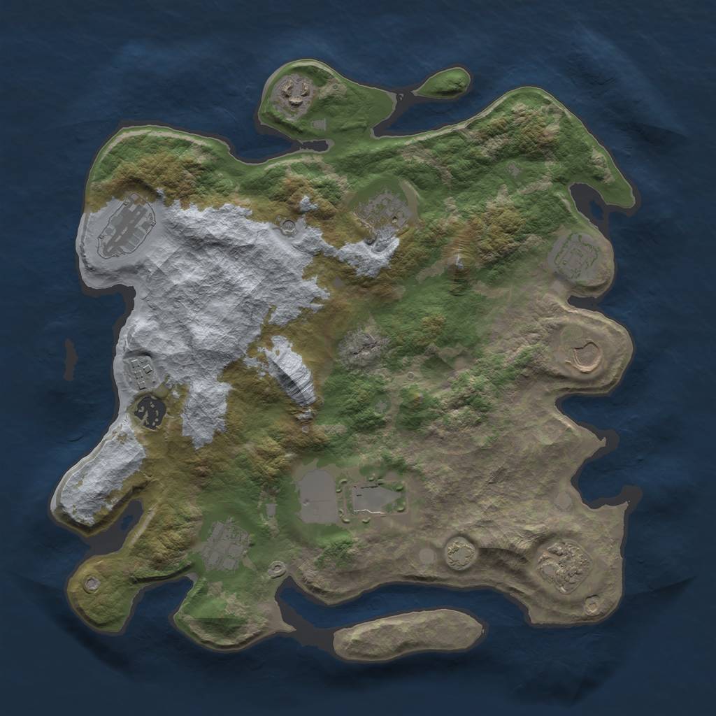Rust Map: Barren, Size: 3500, Seed: 1484714403, 14 Monuments