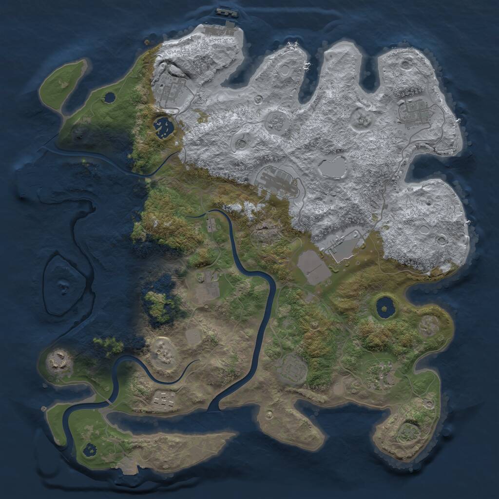 Rust Map: Procedural Map, Size: 3750, Seed: 727405273, 16 Monuments