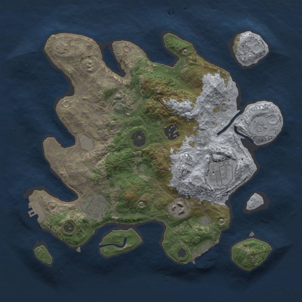 Rust Map: Procedural Map, Size: 3000, Seed: 22976, 12 Monuments