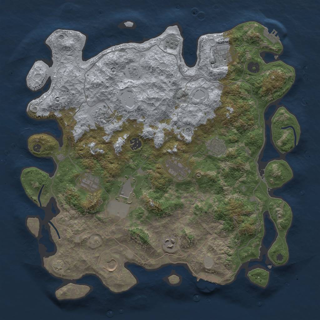 Rust Map: Procedural Map, Size: 4000, Seed: 386630304, 18 Monuments