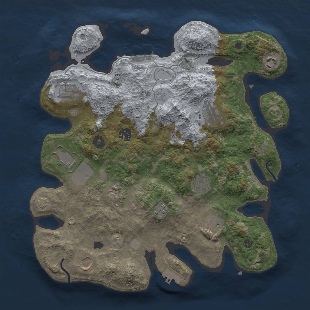 Rust Map: Procedural Map, Size: 3600, Seed: 79810552, 18 Monuments
