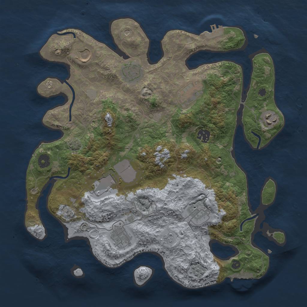 Rust Map: Procedural Map, Size: 3500, Seed: 4251561, 17 Monuments