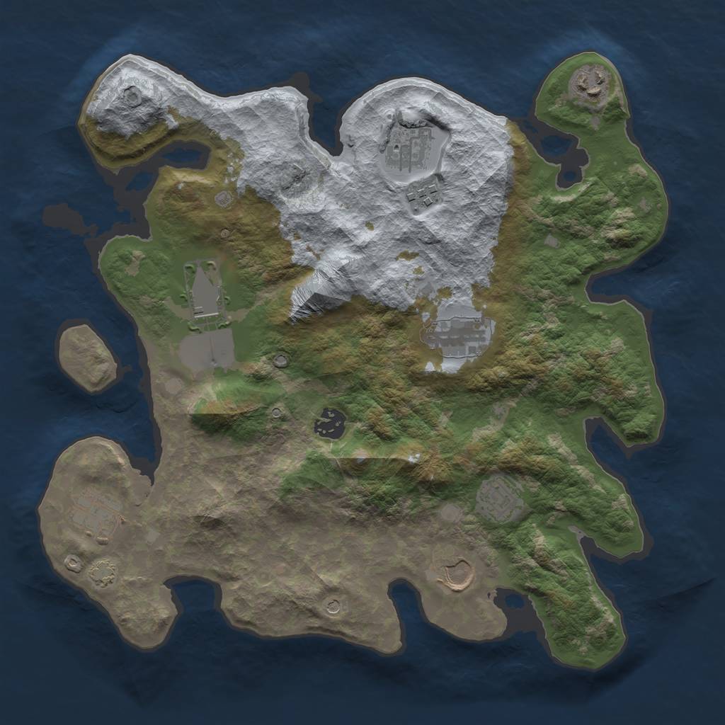 Rust Map: Barren, Size: 3500, Seed: 68366730, 13 Monuments