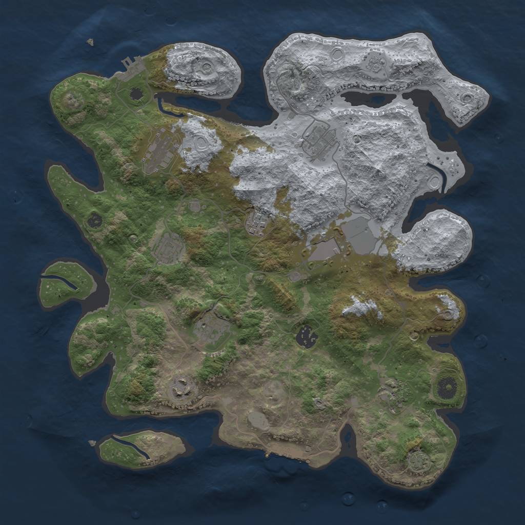 Rust Map: Procedural Map, Size: 3700, Seed: 1172948500, 17 Monuments