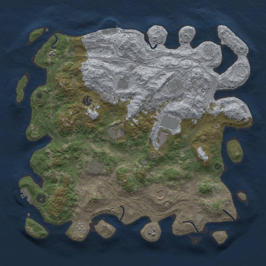 Rust Map: Procedural Map, Size: 4250, Seed: 77960944, 17 Monuments