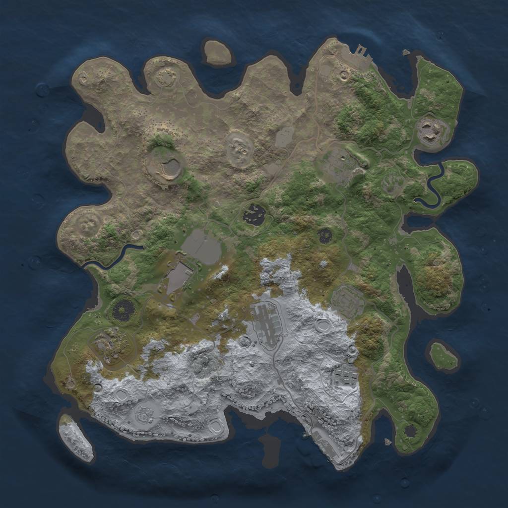 Rust Map: Procedural Map, Size: 3500, Seed: 70120073, 16 Monuments