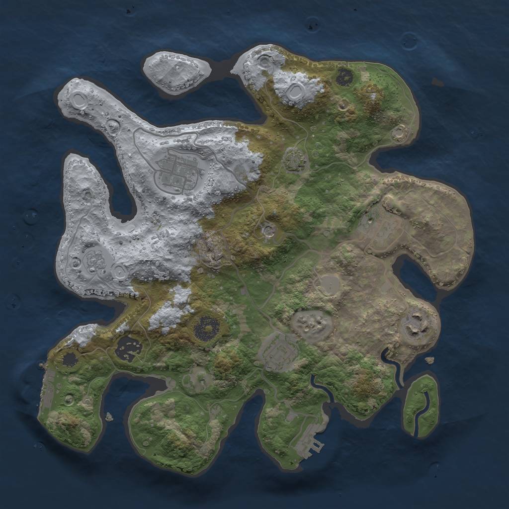 Rust Map: Procedural Map, Size: 3000, Seed: 17282443, 13 Monuments