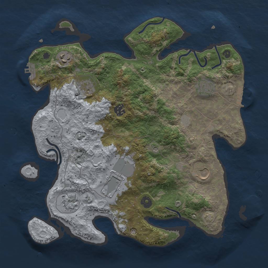 Rust Map: Procedural Map, Size: 3500, Seed: 1114883275, 15 Monuments