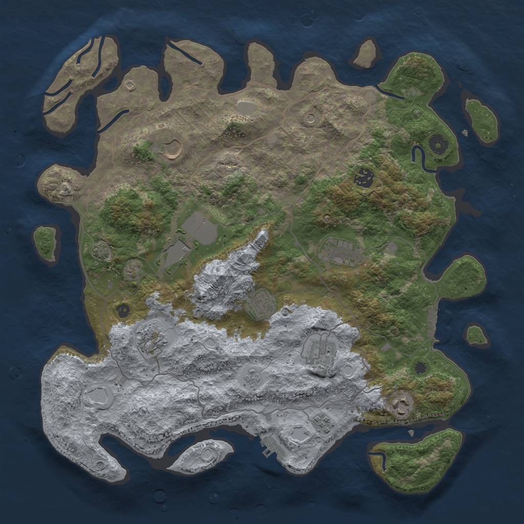 Rust Map: Procedural Map, Size: 4000, Seed: 69489451, 17 Monuments