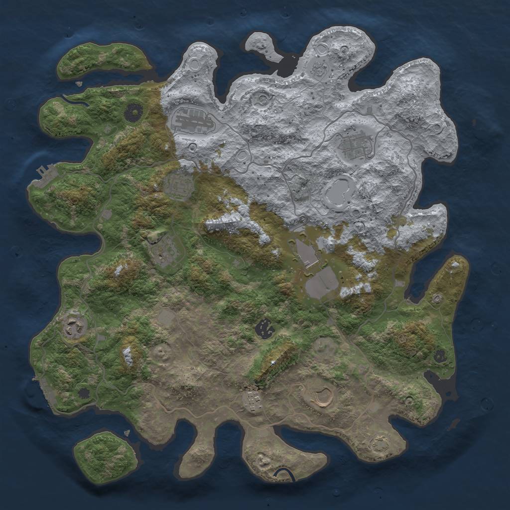 Rust Map: Procedural Map, Size: 4000, Seed: 395885532, 17 Monuments