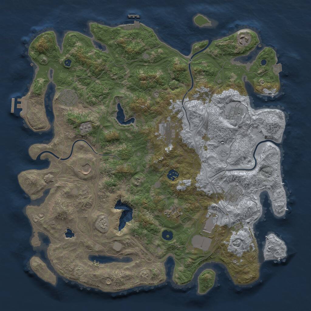 Rust Map: Procedural Map, Size: 4300, Seed: 39413023, 16 Monuments