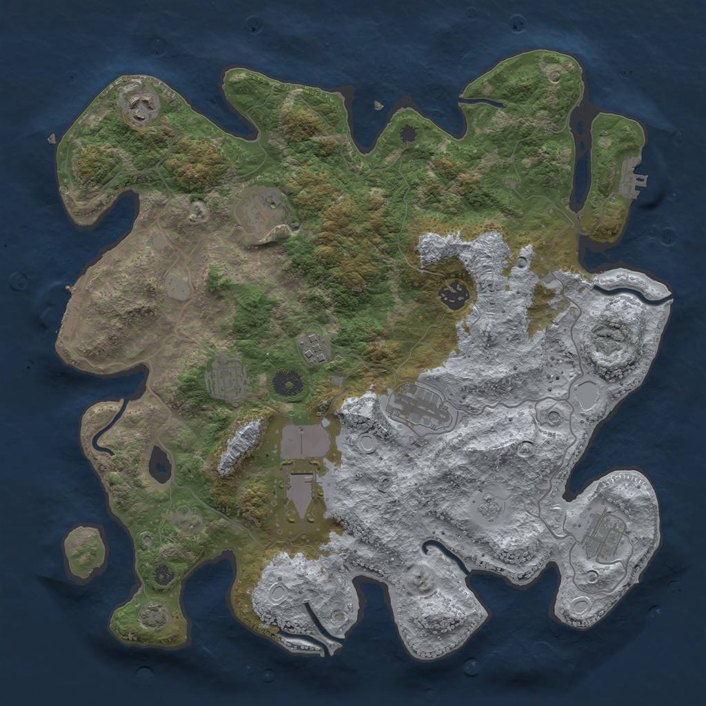 Rust Map: Procedural Map, Size: 3700, Seed: 55511117, 16 Monuments