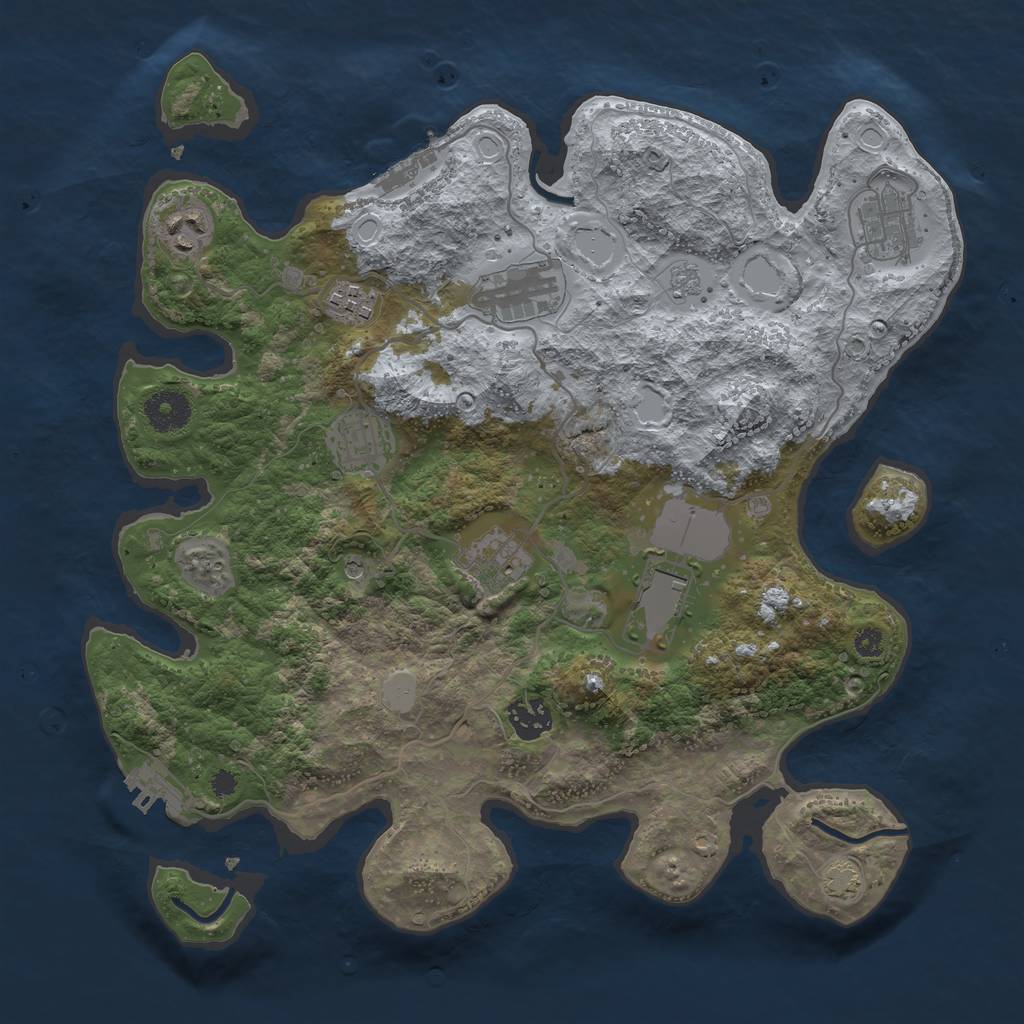 Rust Map: Procedural Map, Size: 3550, Seed: 1272597, 16 Monuments