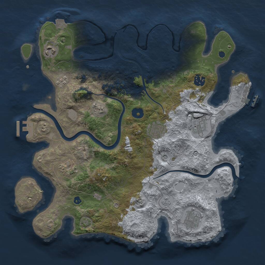 Rust Map: Procedural Map, Size: 3450, Seed: 22162646, 13 Monuments