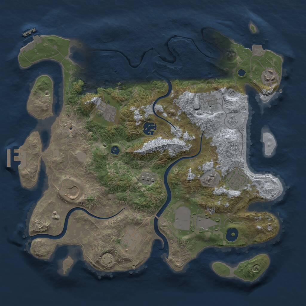 Rust Map: Procedural Map, Size: 3500, Seed: 36490299, 15 Monuments