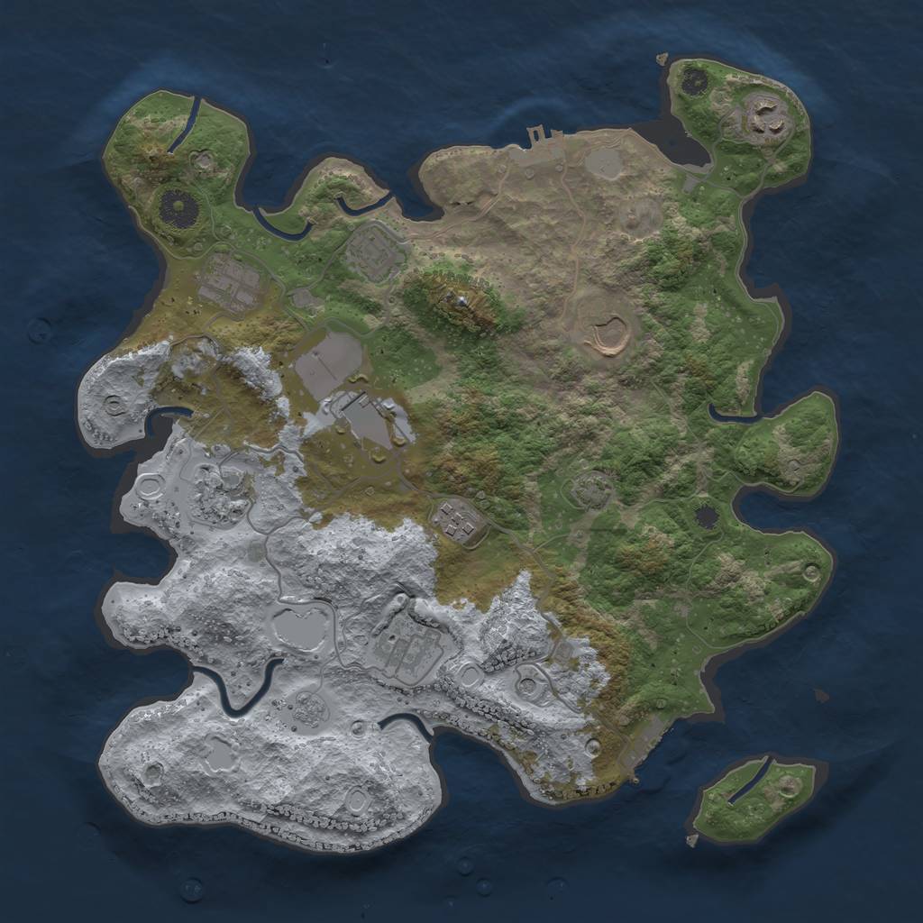 Rust Map: Procedural Map, Size: 3550, Seed: 18396080, 16 Monuments