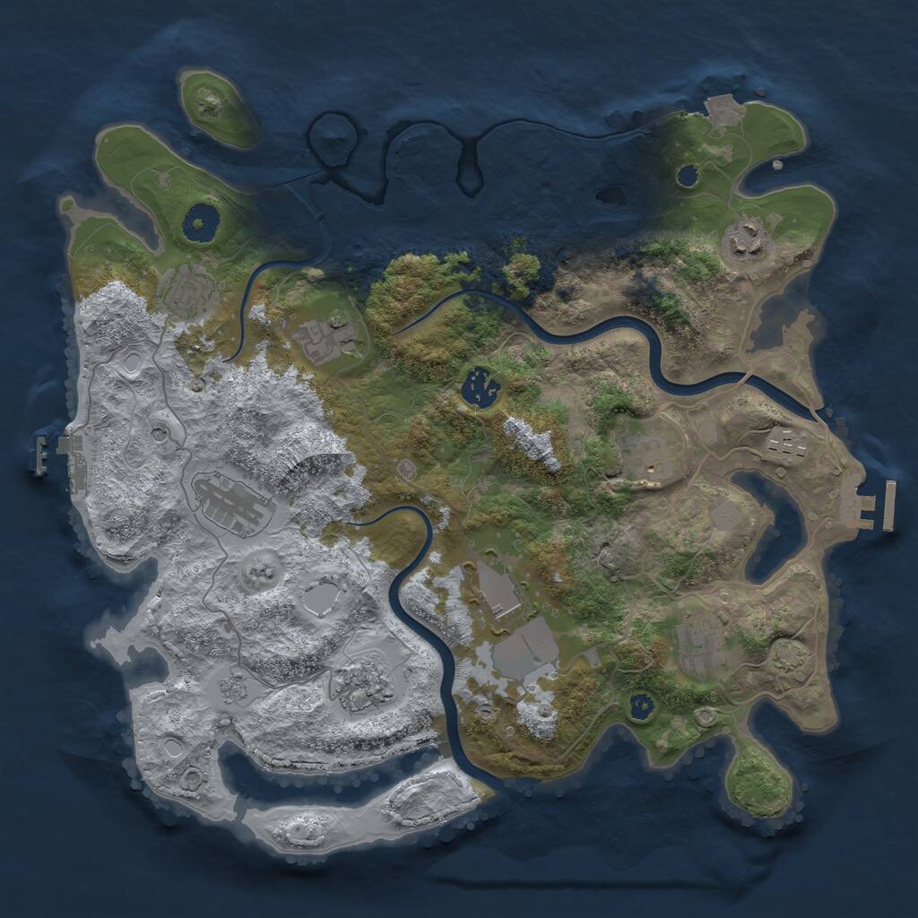 Rust Map: Procedural Map, Size: 3650, Seed: 17200464, 16 Monuments