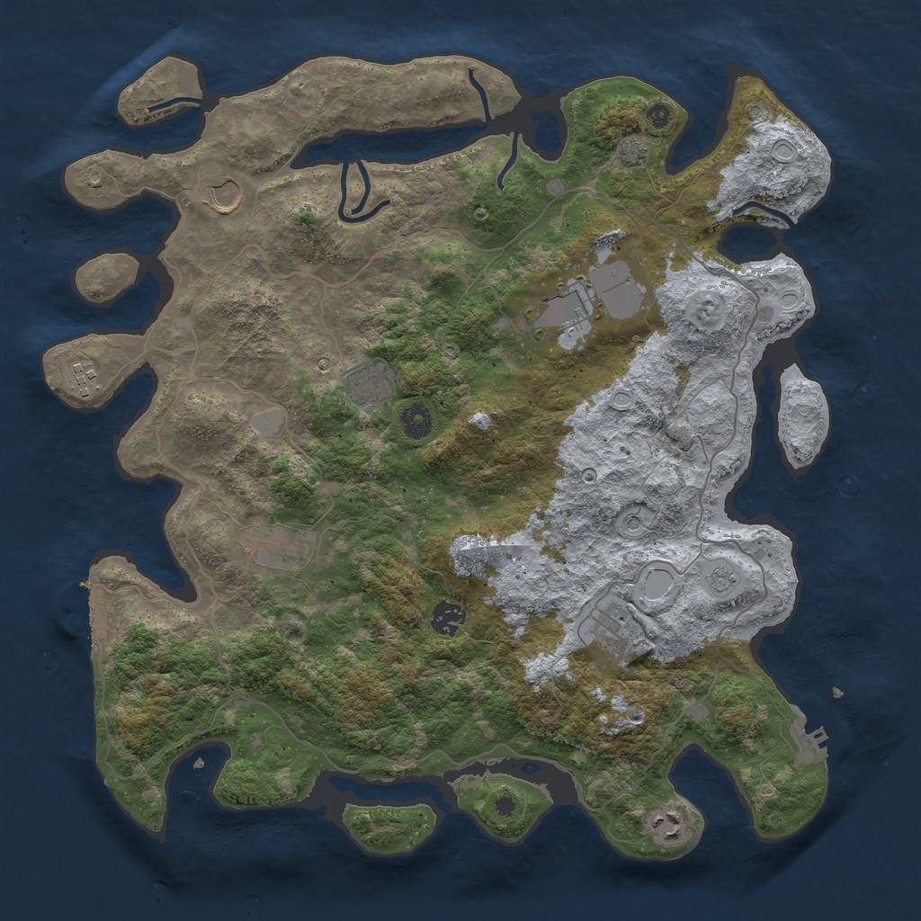 Rust Map: Procedural Map, Size: 4100, Seed: 59965091, 16 Monuments