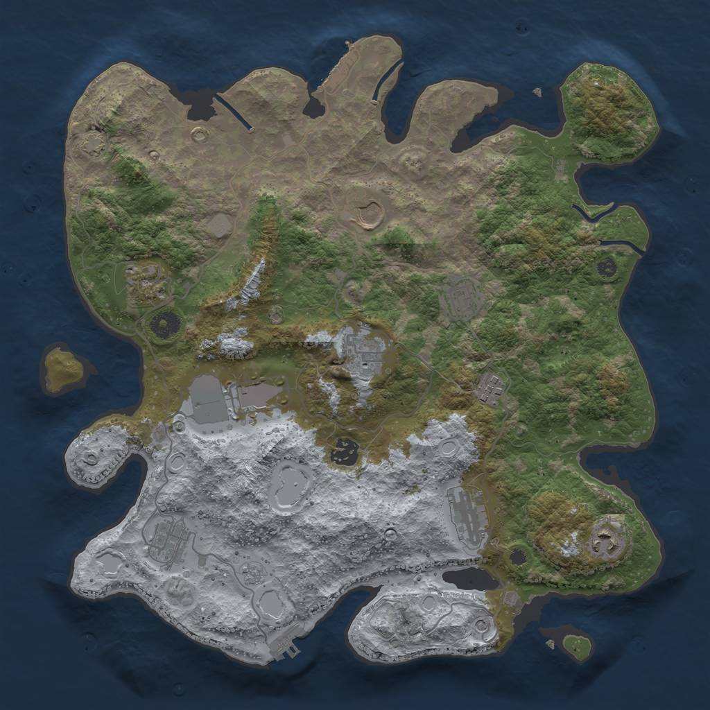 Rust Map: Procedural Map, Size: 3800, Seed: 42526369, 18 Monuments