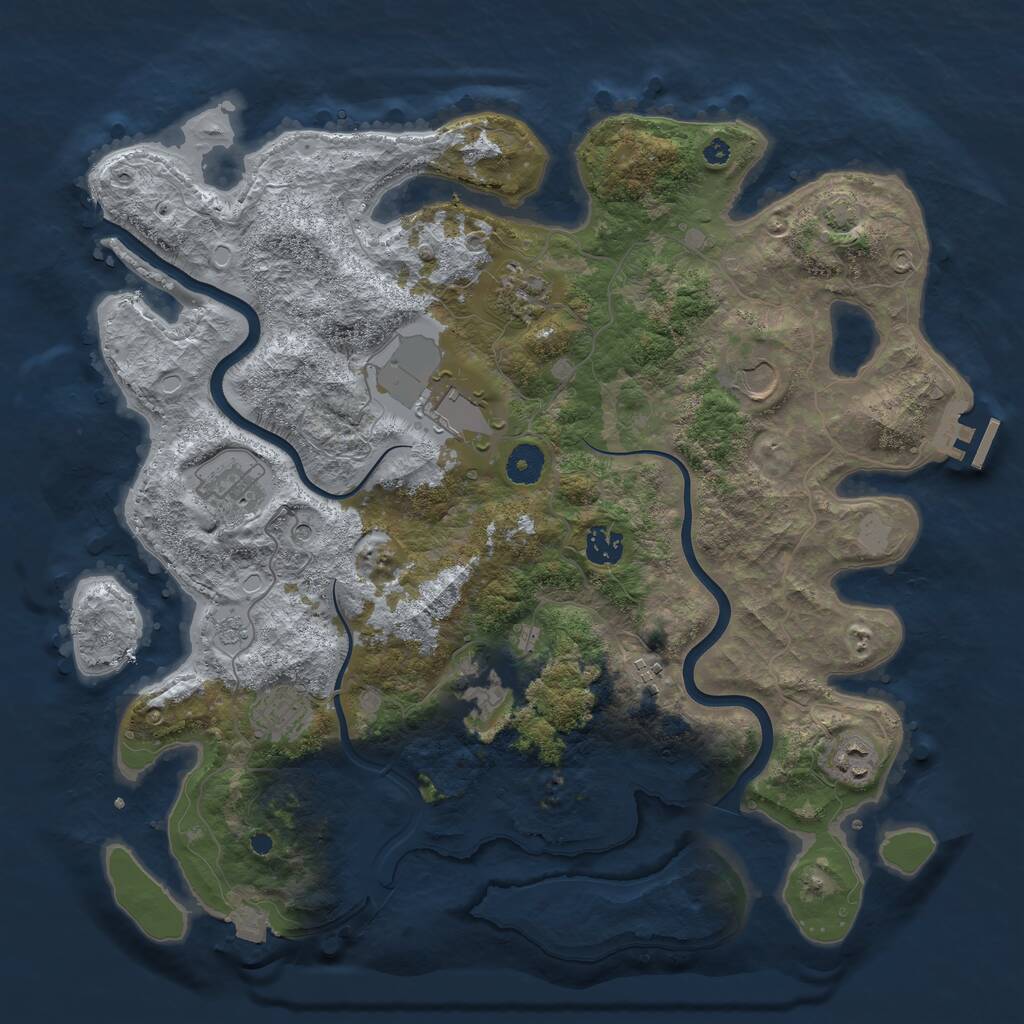 Rust Map: Procedural Map, Size: 3950, Seed: 5308817, 14 Monuments