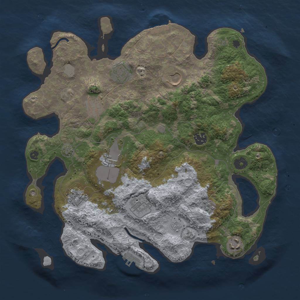 Rust Map: Procedural Map, Size: 3500, Seed: 4422807, 16 Monuments