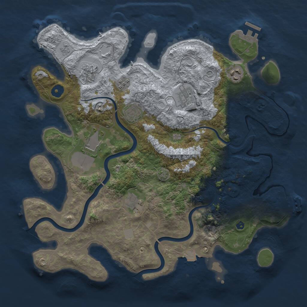 Rust Map: Procedural Map, Size: 3700, Seed: 1648883003, 13 Monuments