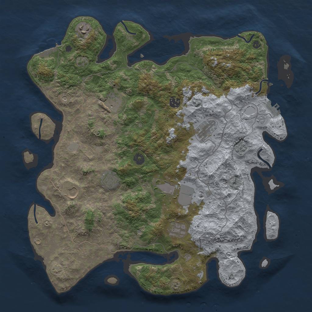 Rust Map: Procedural Map, Size: 4100, Seed: 67980049, 17 Monuments