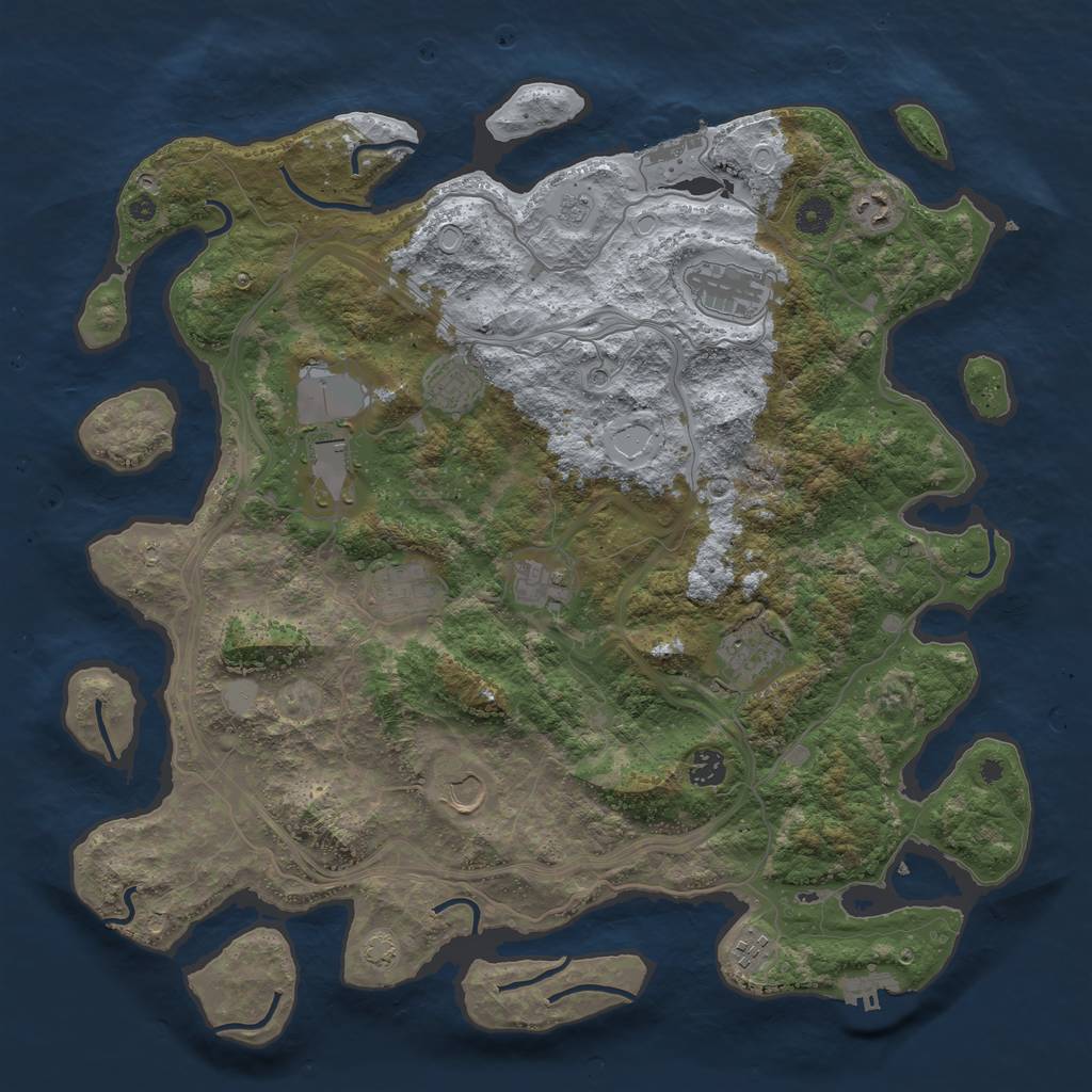 Rust Map: Procedural Map, Size: 4300, Seed: 97705294, 18 Monuments