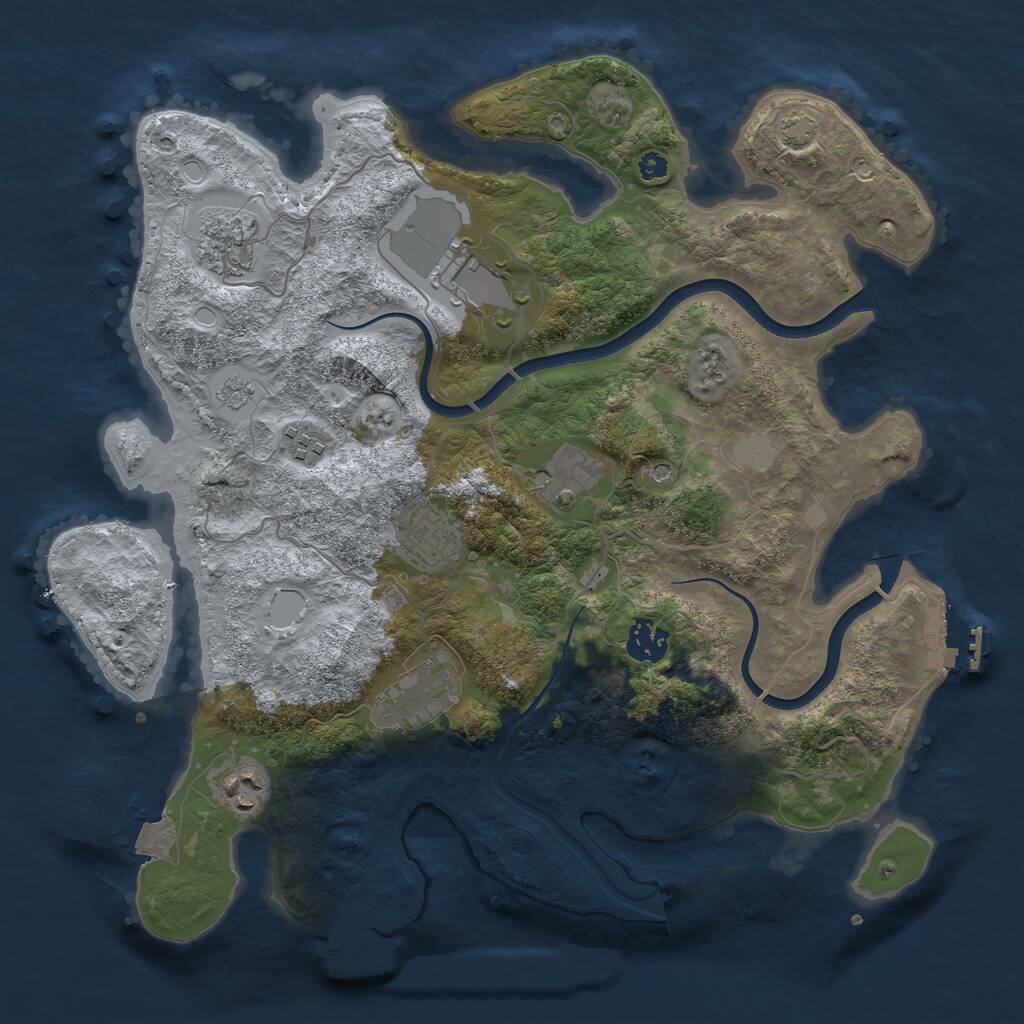 Rust Map: Procedural Map, Size: 3600, Seed: 38817382, 14 Monuments