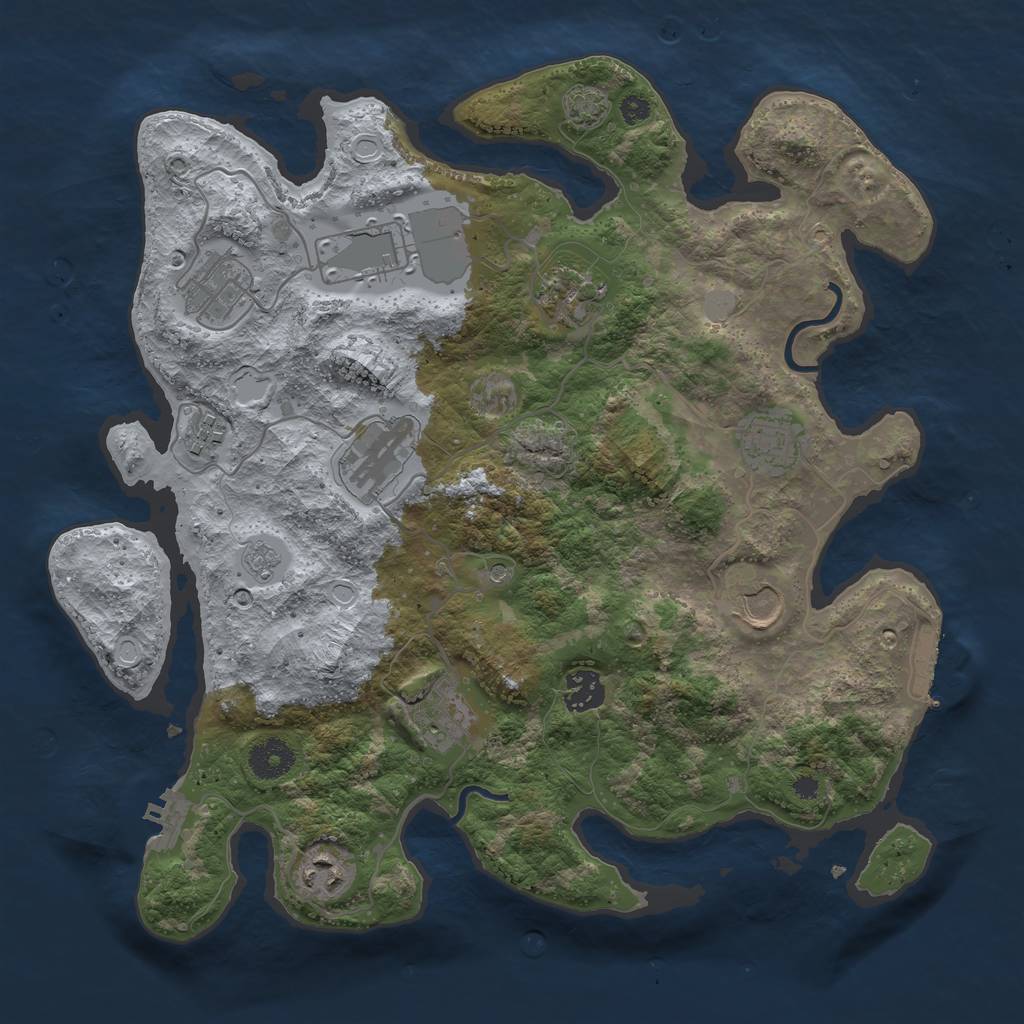 Rust Map: Procedural Map, Size: 3600, Seed: 38817382, 18 Monuments