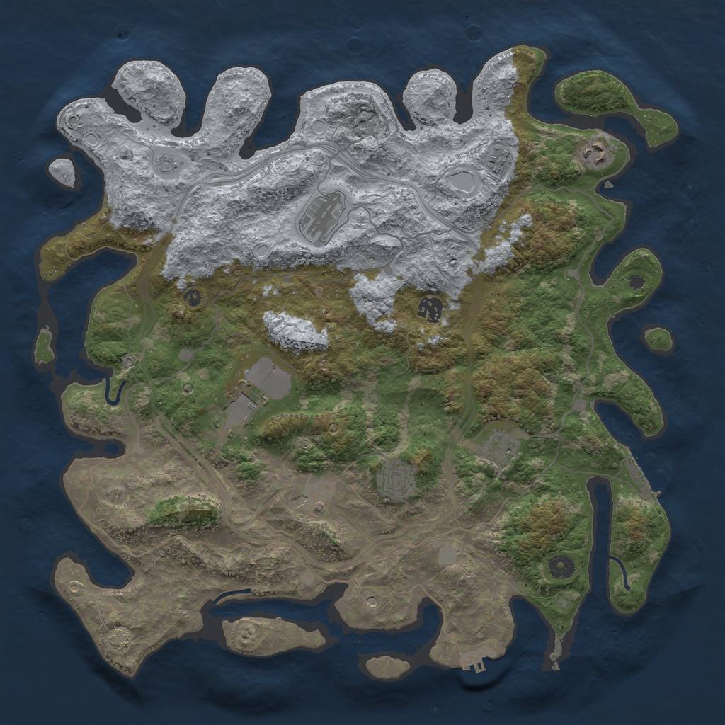 Rust Map: Procedural Map, Size: 4300, Seed: 43377104, 16 Monuments