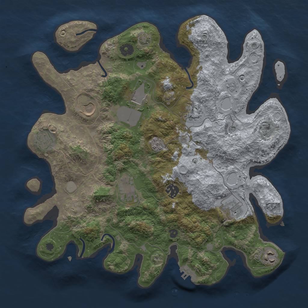 Rust Map: Procedural Map, Size: 3500, Seed: 311477760, 16 Monuments