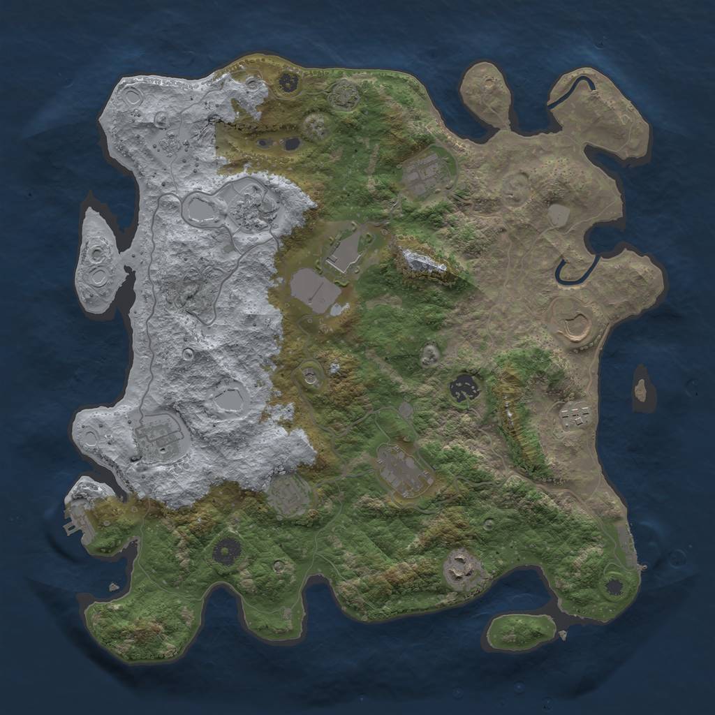 Rust Map: Procedural Map, Size: 3850, Seed: 92598773, 18 Monuments