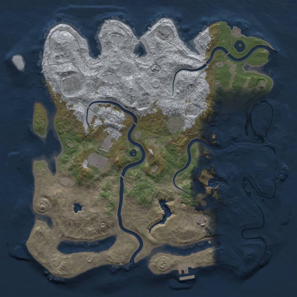 Rust Map: Procedural Map, Size: 4000, Seed: 68124774, 11 Monuments