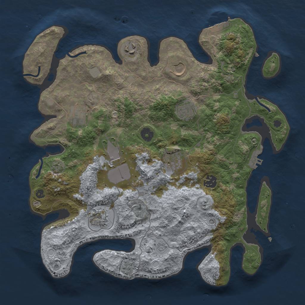 Rust Map: Procedural Map, Size: 3500, Seed: 310811673, 17 Monuments