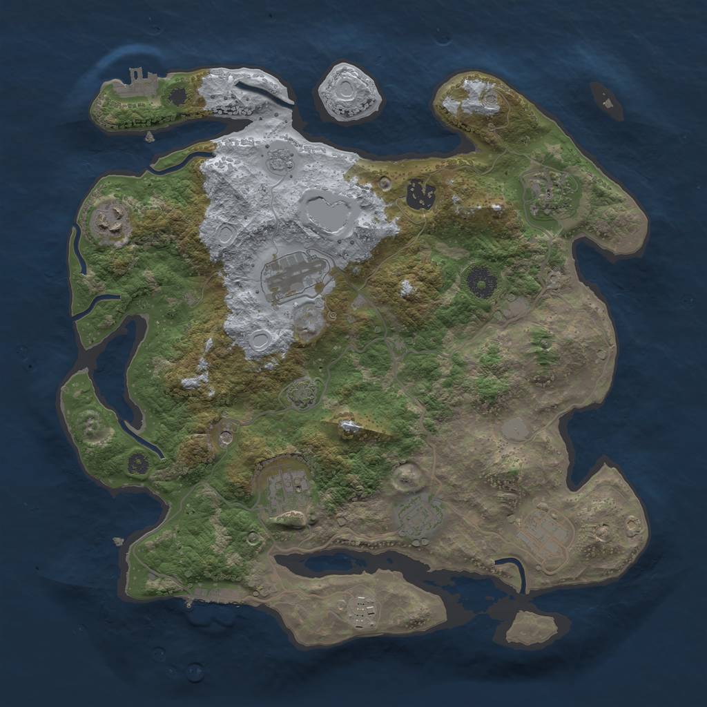 Rust Map: Procedural Map, Size: 3450, Seed: 18502229, 16 Monuments