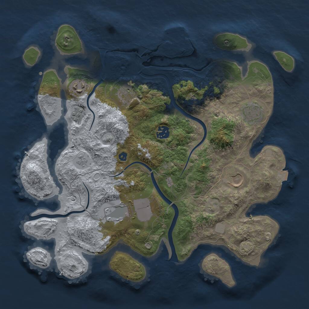 Rust Map: Procedural Map, Size: 3500, Seed: 7528911, 12 Monuments