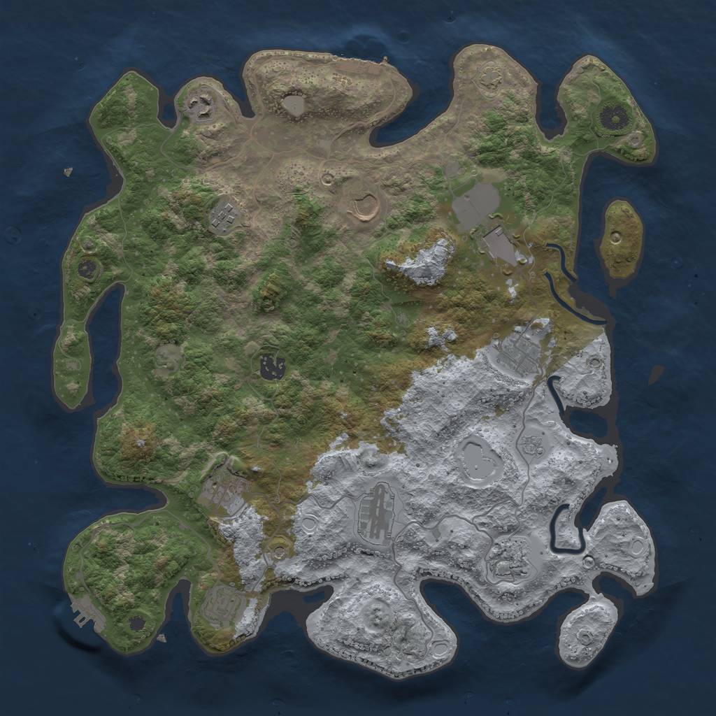 Rust Map: Procedural Map, Size: 3950, Seed: 67308121, 18 Monuments