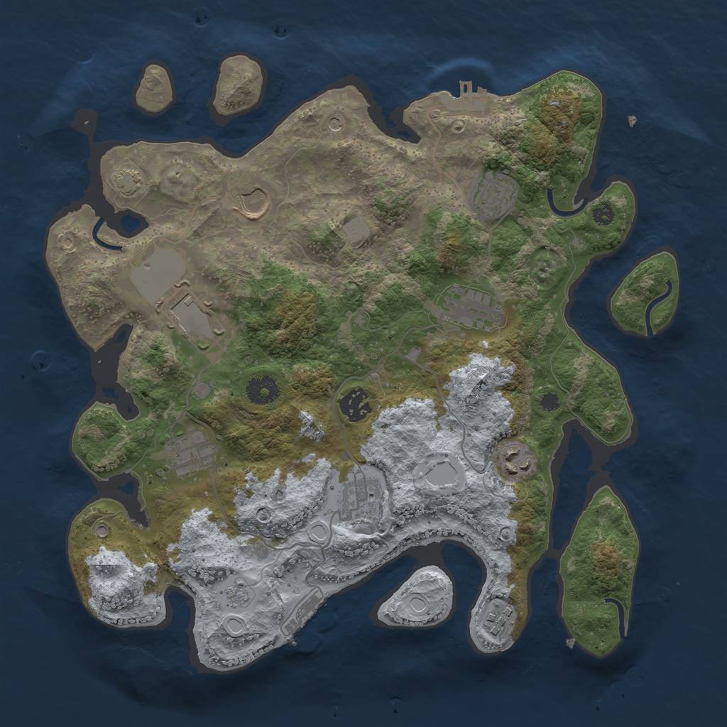 Rust Map: Procedural Map, Size: 3500, Seed: 83099210, 17 Monuments
