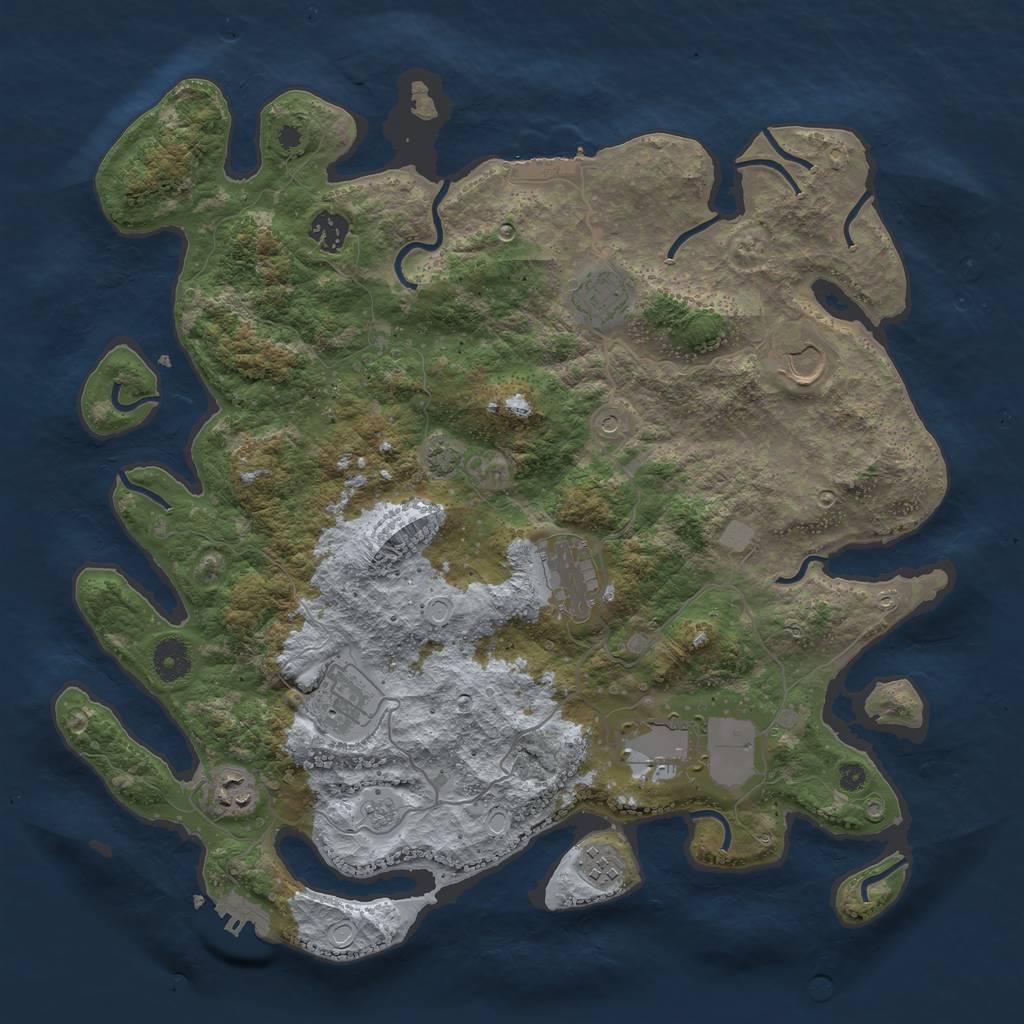 Rust Map: Procedural Map, Size: 3900, Seed: 247035, 16 Monuments